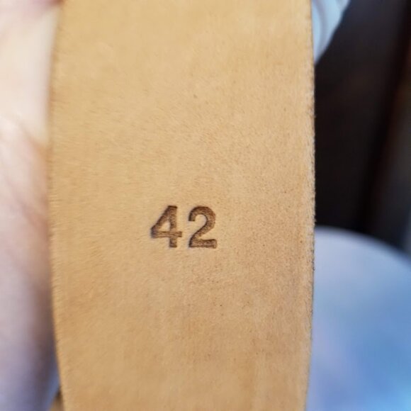 W. Kleinberg Embossed Crocodile Belt, Nickel Removable Buckle, Black, Sz 42 - Picture 4 of 14